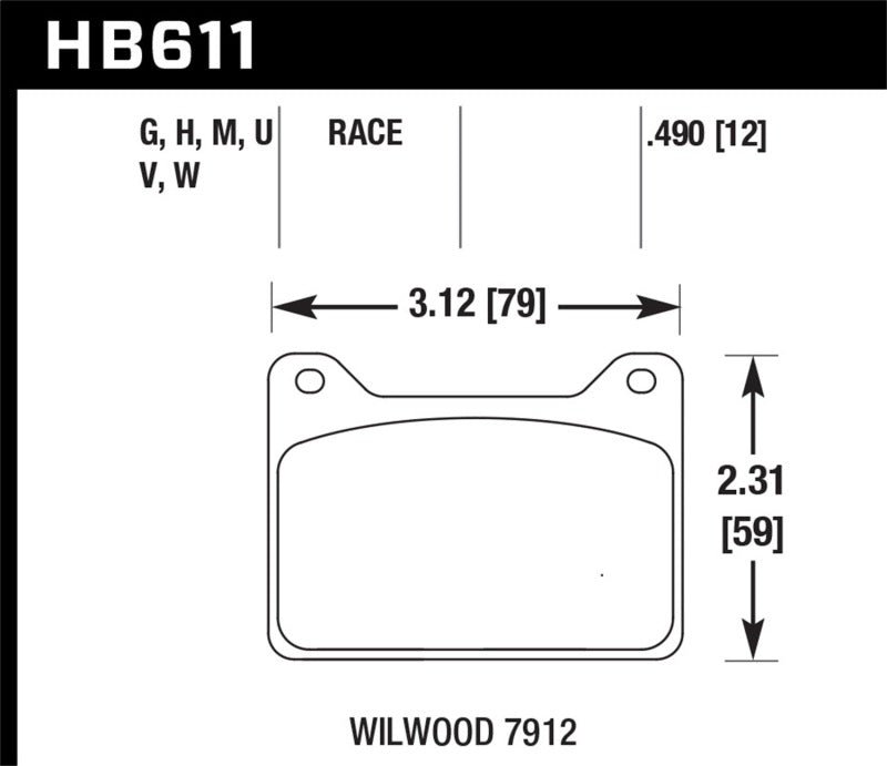 Hawk DTC-70 Wilwood 7912 Motorsports Brake Pad HB611U.490 Photo - Primary