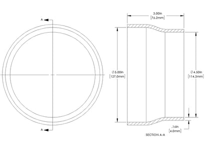 aFe POWER Universal Products Coupler Kit (5 x 4-1/2)in ID x 3in L - Black 59-00214 59-00214 Technical Drawing
