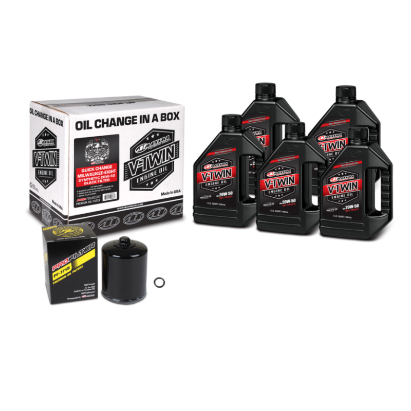 Maxima V-Twin Quick Change Kit Synthetic w/ Black Filter Milwaukee-Eight 90-129015PB