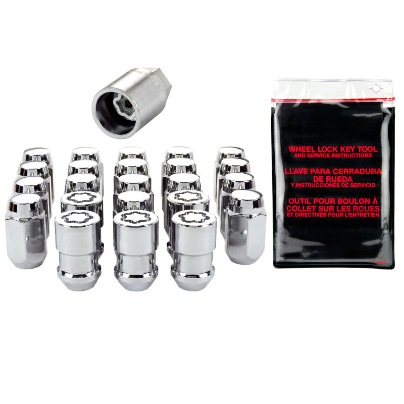 McGard Jeep Wrangler Hex Install Kit (Cone Seat) 1/2-20 / 13/16 Hex (18 Lug Nuts / 5 Locks) - Chrome 84562 84562 Photo - out of package