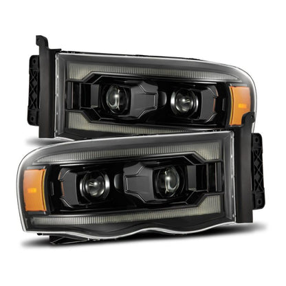 AlphaRex 02-05 Dodge Ram 1500 LUXX LED Proj Headlights Alpha Black w/Activ Light/Seq Signal 880569 880569 Photo - Primary