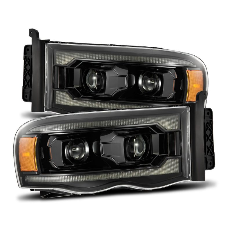 AlphaRex 02-05 Dodge Ram 1500 LUXX LED Proj Headlights Alpha Black w/Activ Light/Seq Signal 880569 880569 Photo - Primary