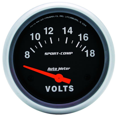 Autometer 2-5/8" Voltmeter, 8-18V, Air-Core, Sport-Comp 3592 Photo - Primary