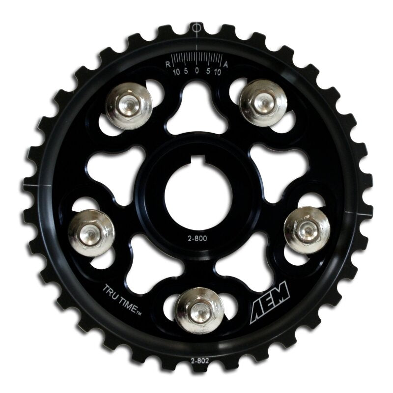 AEM Electronics Tru-Time Cam Gear Black 5-Bolt Honda B Series 23-802BK Photo - Primary