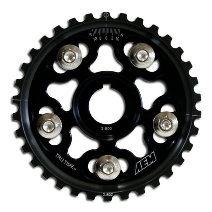 AEM Electronics Tru-Time Cam Gear Black 5-Bolt Honda B Series 23-802BK Photo - Primary
