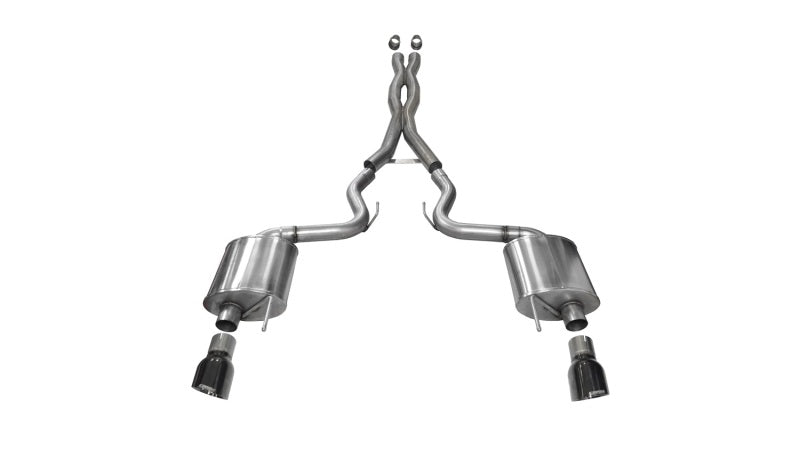 Corsa Performance 2015 Ford Mustang GT 5.0 3in Cat Back Exhaust Black Dual Tips (Sport) 14332BLK Photo - Primary
