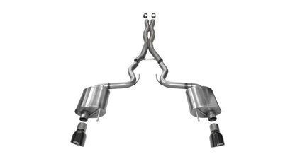 Corsa Performance 2015 Ford Mustang GT 5.0 3in Cat Back Exhaust Black Dual Tips (Sport) 14332BLK Photo - Primary