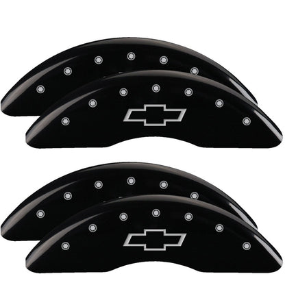 MGP 4 Caliper Covers Engraved Front & Rear Bowtie Black finish silver ch 20+ Silverado 2500 HD 14258SBOWBK 14258SBOWBK Photo - Primary