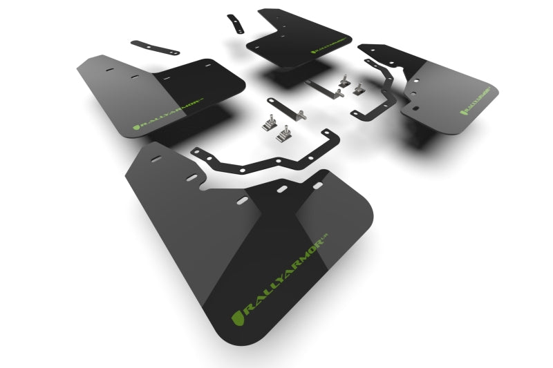 Rally Armor RAL UR Black Flap/Green Logo Body Armor & Protection Mud Flaps main image