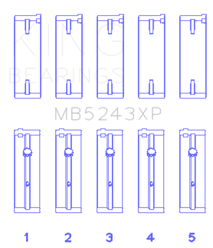 King Engine Bearings King Nissan SR20DE/SR20DET 16V (Size .026) Crankshaft Main Bearings (Set of 5) MB5243XP.026 MB5243XP.026 Photo - Primary