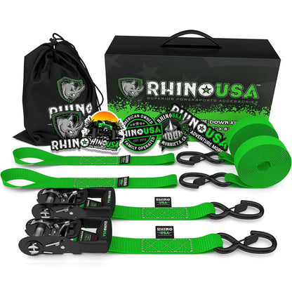 Rhino USA Heavy Duty Ratchet Tie-Downs 2-Pack (Green) 1.6In X 8Ft HDKIT-2PK-GRN HDKIT-2PK-GRN Photo - Primary