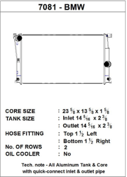 CSF BMW 2 Seires (F22/F23) / BMW 3 Series (F30/F31/F34) / BMW 4 Series (F32/F33/F36) A/T Radiator 7081 7081 Photo - Primary