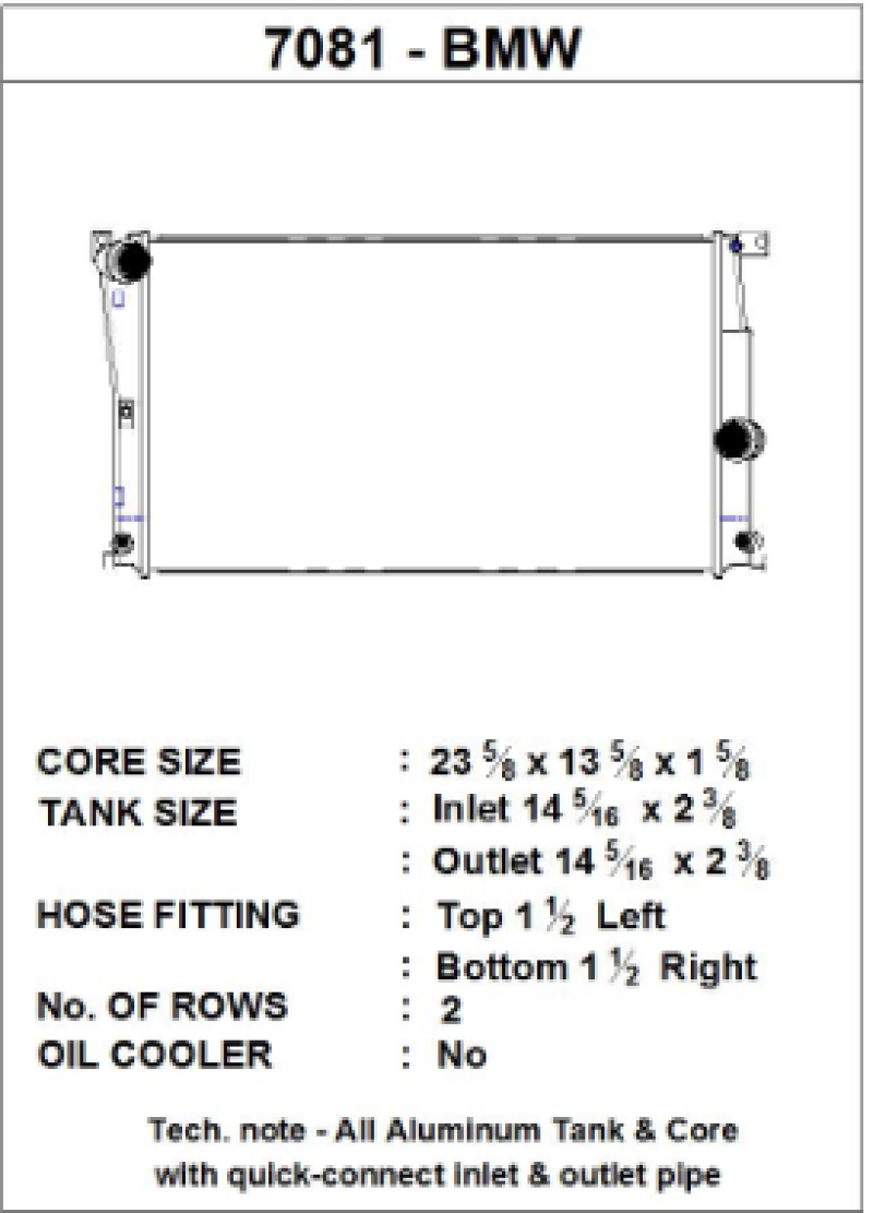 CSF BMW 2 Seires (F22/F23) / BMW 3 Series (F30/F31/F34) / BMW 4 Series (F32/F33/F36) A/T Radiator 7081 7081 Photo - Primary