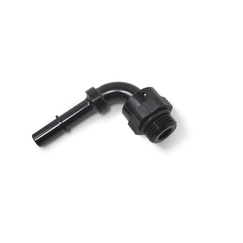 Russell Performance Adpt Fitting 3/8in SAE Qck Dis Male to #8 SAE Port Male Swvl End 90 Deg Blk Anod 644063 644063 Photo - out of package