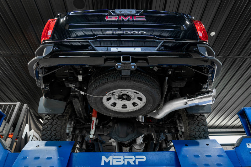 MBRP 20-23 Chevrolet Silverado 2500HD 6.6L Armor Lite AL Steel Single Side Exit 5in DPF Back Exhaust S60610AL S60610AL Photo - Mounted