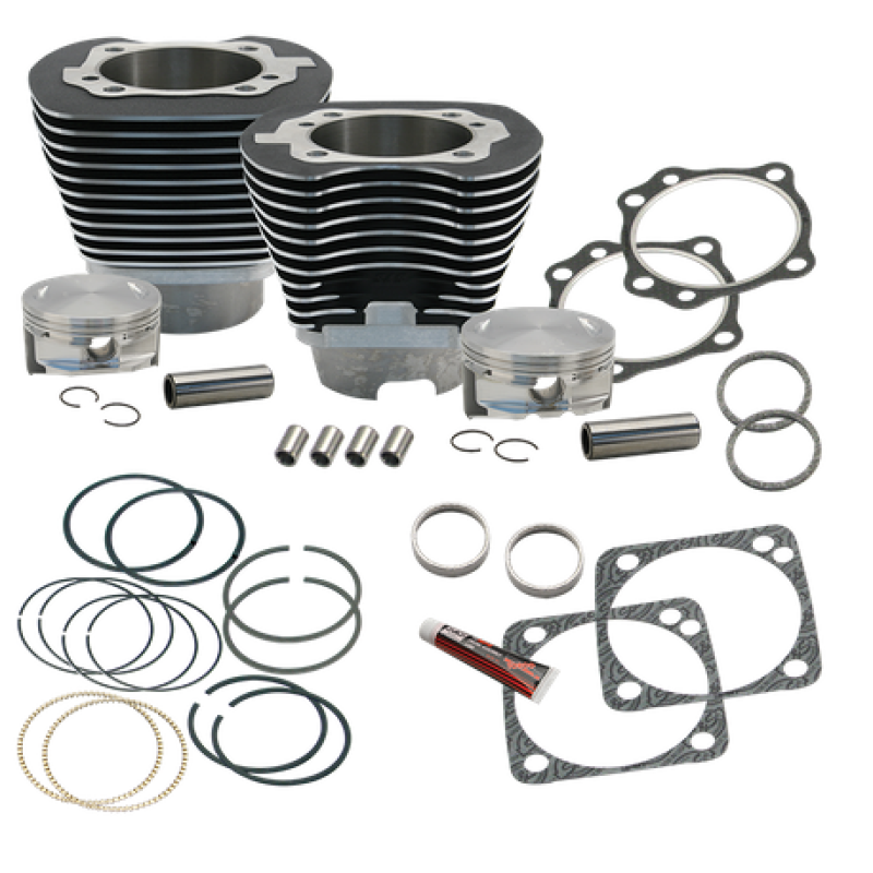 S&S Cycle 99-06 BT 4 1/8in Bore Cylinder & Pistons Kit For Early Production S&S T117 Engine - WBlack 910-0227