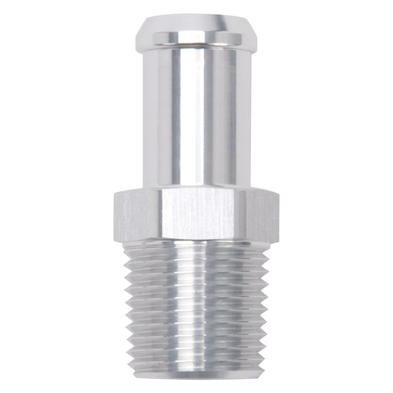 Edelbrock Hose End, Straight, 1/2" NPT to 5/8" Barb, Clear Anodize 8160 Photo - Primary