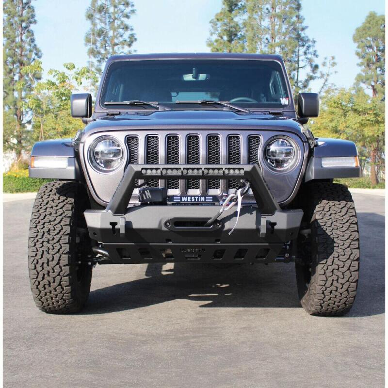 Westin Wj2 Stubby Front Bumper W/Led Light Bar Mount 59-80085 Photo - Mounted