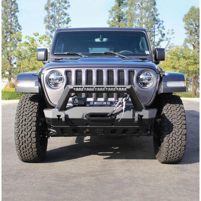 Westin Wj2 Stubby Front Bumper W/Led Light Bar Mount 59-80085 Photo - Mounted