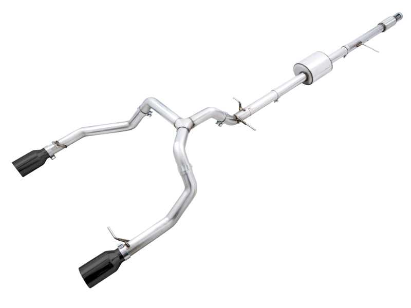 AWE Tuning 4th Gen GM 1500 5.3L 0FG Catback Split Rear Exit (Flat Bumper) - Quad Diamond Tips 3015-33206 3015-33206 Photo - Primary