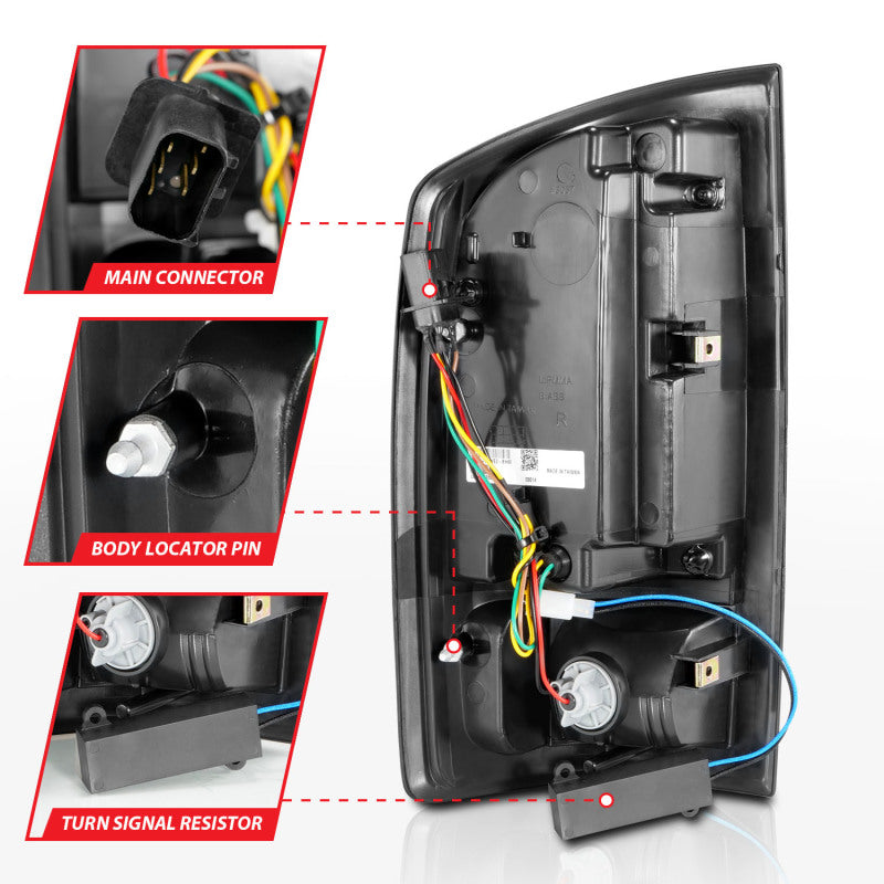 ANZO 2002-2006 Dodge  Ram 1500 LED Tail Lights w/ Light Bar Black Housing Clear Lens 311368 311368 Photo - Unmounted