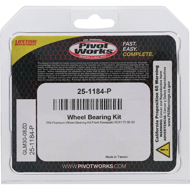 Pivot Works Kawasaki Wheel Bearing Kit Premium Bearings 25-1184-P 25-1184-P Photo - Primary