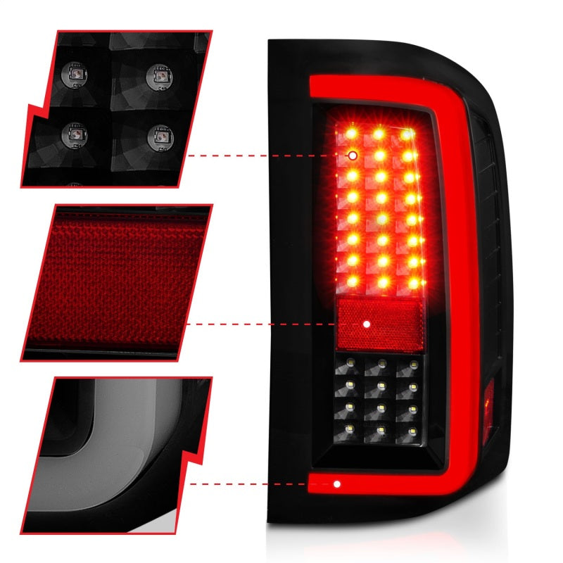 ANZO 2007-2013 Chevrolet Silverado1500/ 2500/ 3500 LED Tail Lights w/ Light Bar Black Housing Smoke 311381 311381 Photo - Unmounted