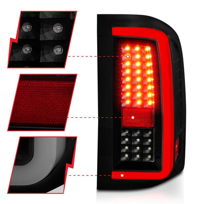 ANZO 2007-2013 Chevrolet Silverado1500/ 2500/ 3500 LED Tail Lights w/ Light Bar Black Housing Smoke 311381 311381 Photo - Unmounted