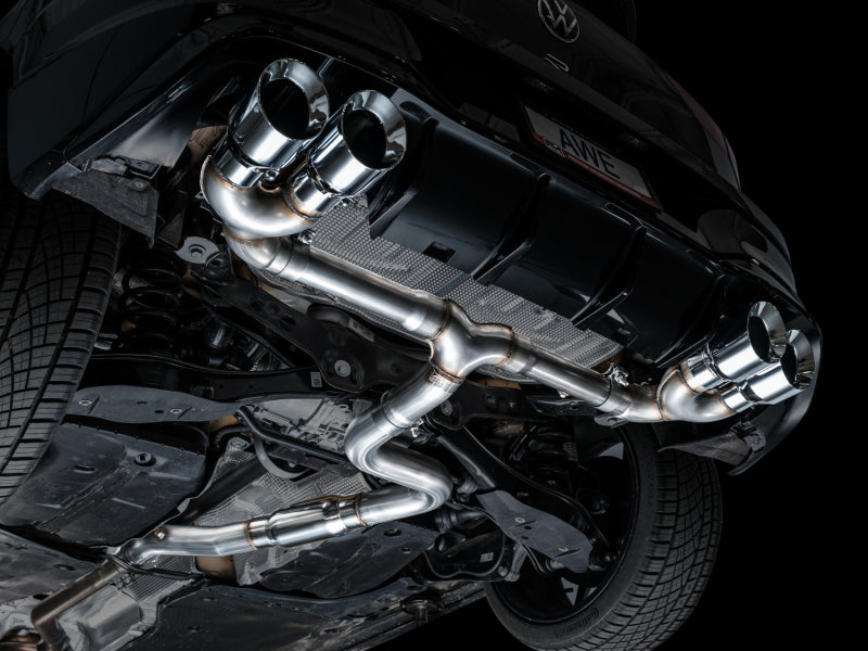 AWE Tuning AWE MK8 Volkswagen Golf R 3in Track Edition Quad Exhaust - Chrome Silver Tips 3020-42658 3020-42658 Photo - Mounted