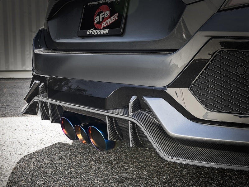 aFe Takeda 3" 304 SS Cat-Back Exhaust w/ Blue Flame Tips 17-18 Honda Civic 49-36616-L Photo - Mounted