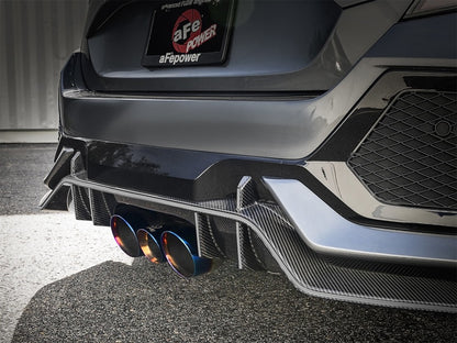 aFe Takeda 3" 304 SS Cat-Back Exhaust w/ Blue Flame Tips 17-18 Honda Civic 49-36616-L Photo - Mounted