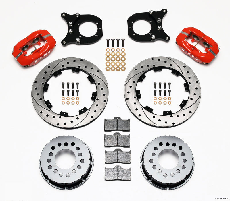 Wilwood Rear Forged Dynalite Pro Series Brake Kit, Drilled, Red, Chev 12 Bolt 140-5236-DR Photo - Primary