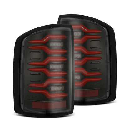 AlphaRex 14-18 GMC Sierra 1500/2500HD/3500HD LUXX-Series LED Tail Lights Blk/Red w/Actv Lgt Seq. Sig 630050 630050 Photo - Primary
