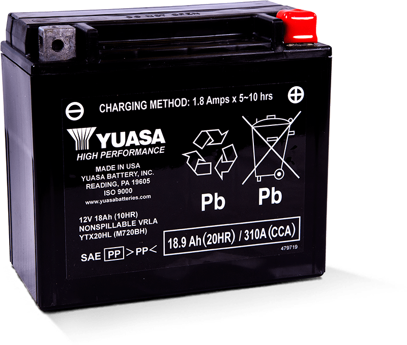 Yuasa Battery Yuasa YTX20HL Maintenance Free AGM 12 Volt Battery YUAM720BH