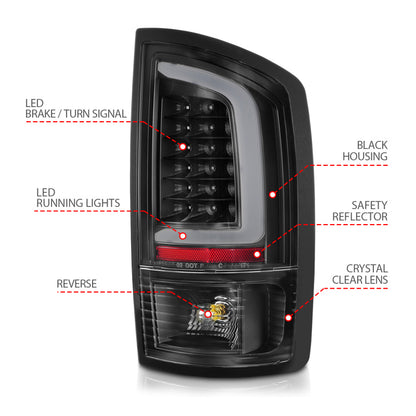 ANZO 2002-2006 Dodge  Ram 1500 LED Tail Lights w/ Light Bar Black Housing Clear Lens 311368 311368 Photo - Unmounted
