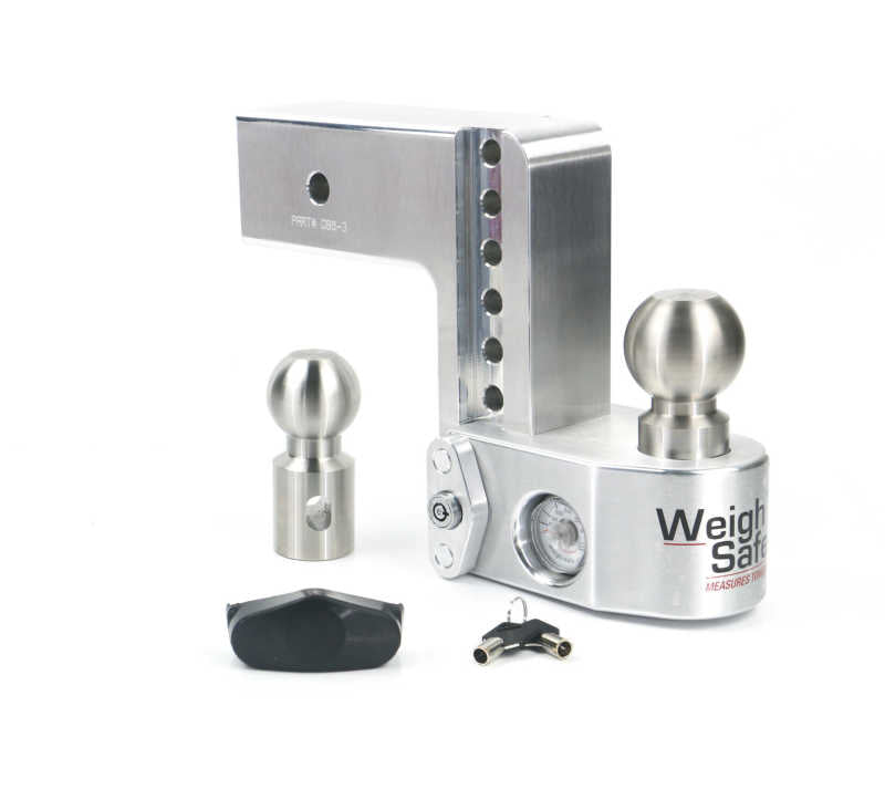 Weigh Safe 6in Drop Hitch w/Built-in Scale & 3in Shank (10K/21K GTWR) - Aluminum WS6-3