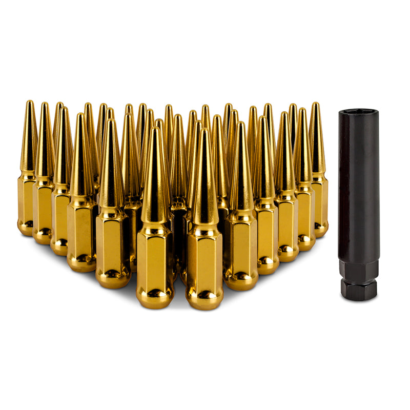 Mishimoto Mishimoto Steel Spiked Lug Nuts M14 x 1.5 32pc Set Gold MMLG-SP1415-32GD MMLG-SP1415-32GD Photo - Primary