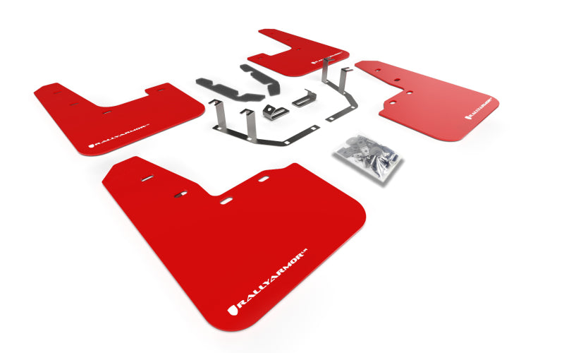 Rally Armor 18-22 Ford Fiesta ST MK8 Red UR Mud Flap w/ White Logo MF60-UR-RD/WH MF60-UR-RD/WH Photo - Primary