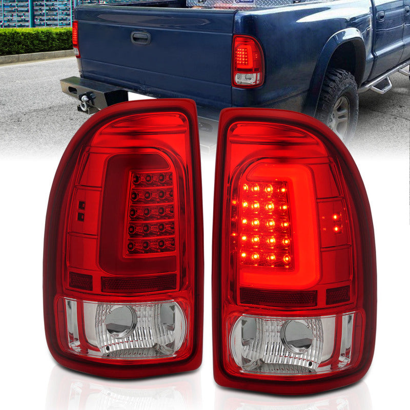 ANZO 1997-2004 Dodge Dakota LED Taillights Chrome Housing Red Lens Pair 311349 311349 Photo - Primary