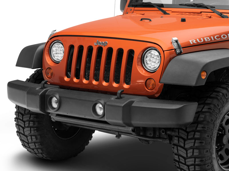 Raxiom 97-18 Jeep Wrangler TJ/JK Axial Spider LED Headlight w/ Amber DRL- Chrome Hsng (Clear Lens) J108047 J108047 Photo - Close Up
