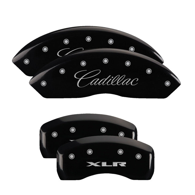 MGP 4 Caliper Covers Engraved Front Cursive/Cadillac Engraved Rear XLR Black finish silver ch 35010SXLRBK 35010SXLRBK Photo - Primary