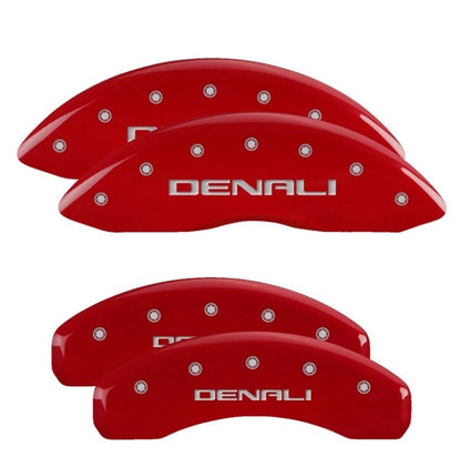 MGP 4 Caliper Covers Engraved Front &amp; Rear Denali Red finish Silver Engraved 34221SDNLRD 34221SDNLRD User 1