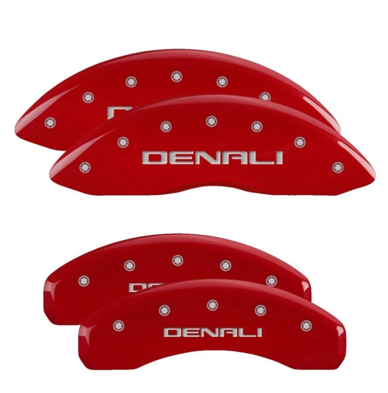 MGP 4 Caliper Covers Engraved Front &amp; Rear Denali Red finish Silver Engraved 34221SDNLRD 34221SDNLRD User 1