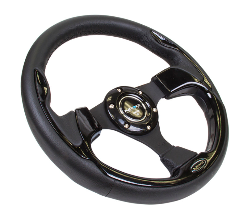NRG Reinforced Steering Wheel- 320mm Sport Steering Wheel w/ Black Trim RST-001BK Photo - Primary