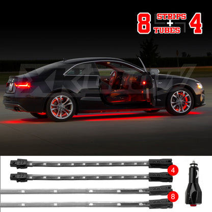 XKGLOW XK Glow Single Color XKGLOW UnderglowLED Accent Light Car/Truck Kit Red - 8x24In Tube + 4x8In Strip XK041005-R XK041005-R User 1