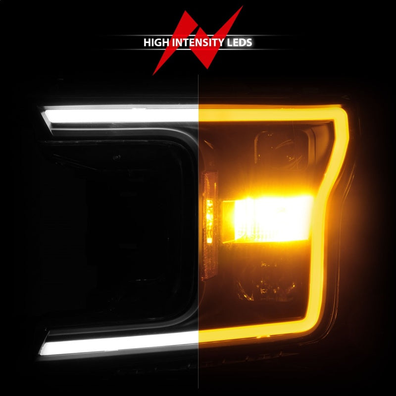 ANZO 2018-2020 Ford F-150 Projector Headlight w/ Plank Style Switchback Black Housing 111509 111509 Photo - Unmounted