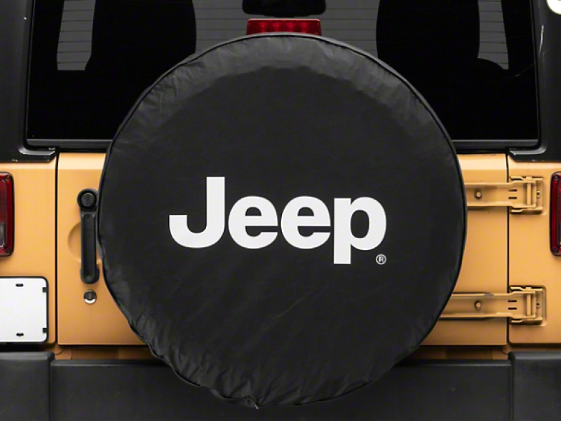 Officially Licensed Jeep 66-18 CJ5/ CJ7/ Wrangler YJ/ TJ/JK White Logo Spare Tire Cover- 31Inch oljJ157893C