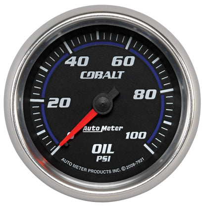 Autometer Gauge, Oil Pressure, 2 5/8", 100Psi, Mechanical, Cobalt 7921 Photo - Primary