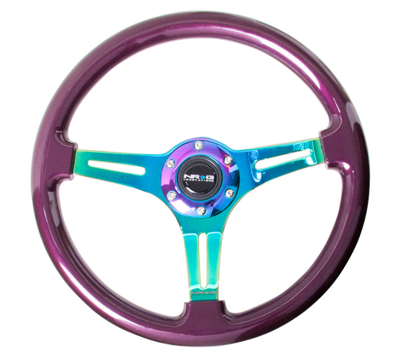 NRG Classic Wood Grain Wheel, 350mm 3 Neochrome Spokes, Purple Pearl Paint ST-015MC-PP Photo - Primary