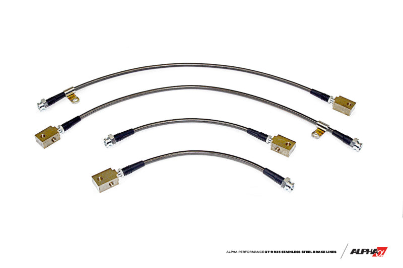 AMS Performance 2009+ Nissan GT-R R35 Alpha Short Route Style Stainless Steel Brake Lines ALP.07.01.0001-2 ALP.07.01.0001-2 Photo - Primary